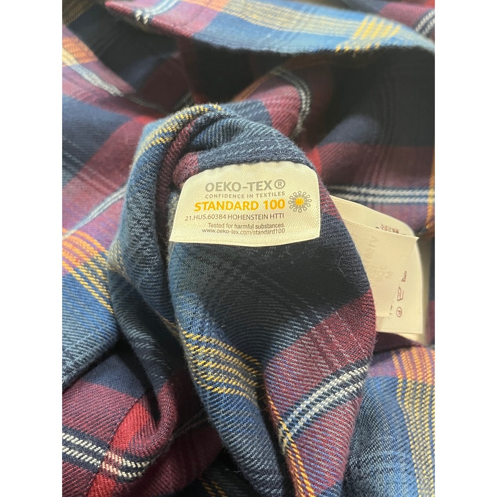 Blake Shelton x Lands End Womens Blue Burgundy Plaid Flannel Shirt Medium 10-12 - Picture 7 of 8